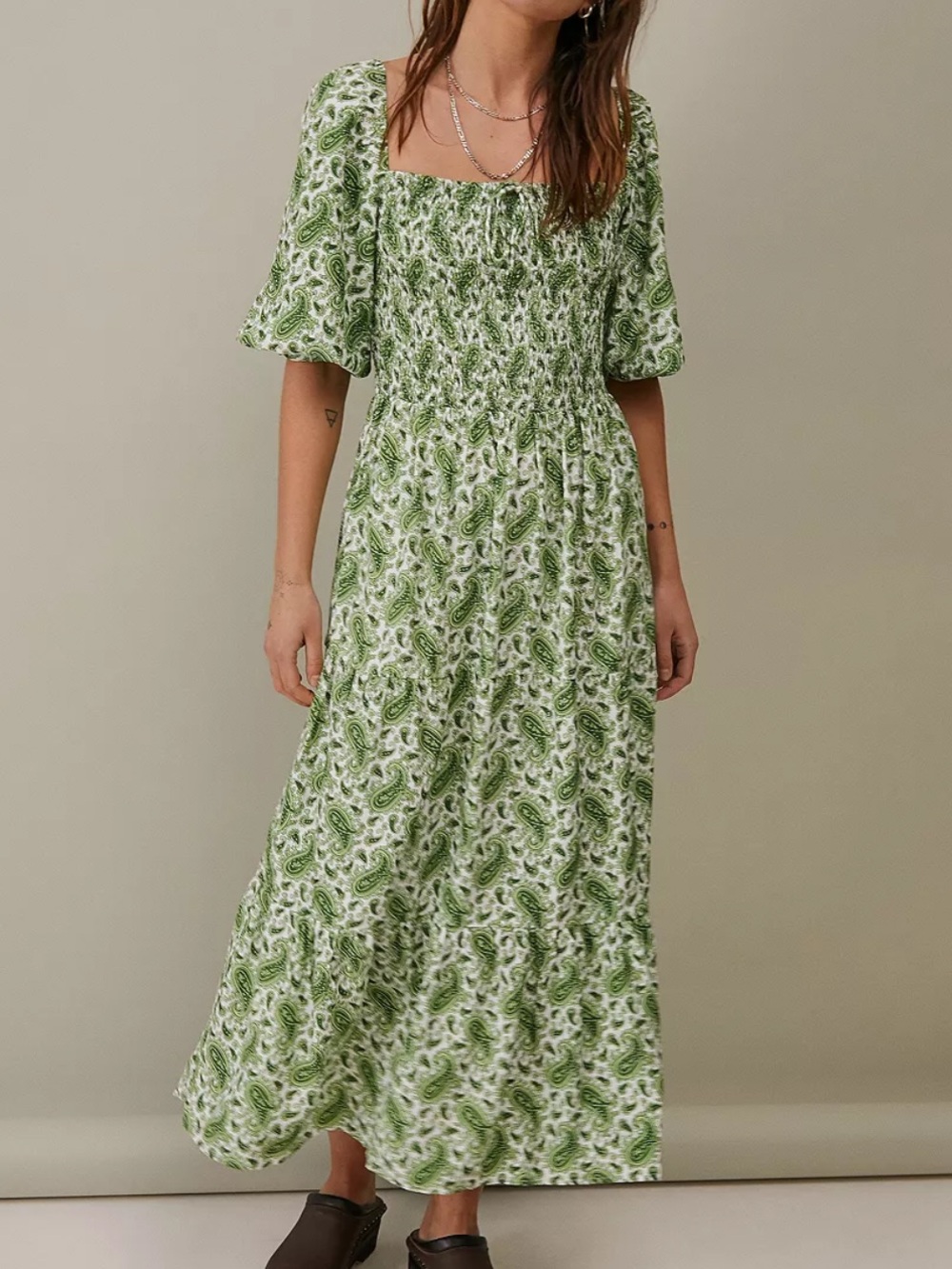 Faithfull the Brand Le Galet Green Paisley Midi dress
